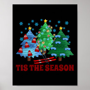Skiing Lover Xmas Skiing Christmas Tree Christmas Poster