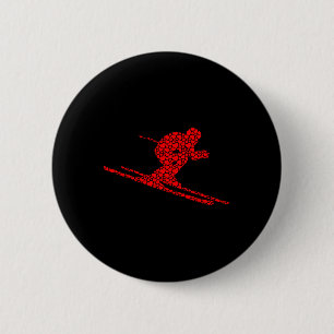 Skiing Lovers Valentine Hearts Love Cute Silhouett 6 Cm Round Badge