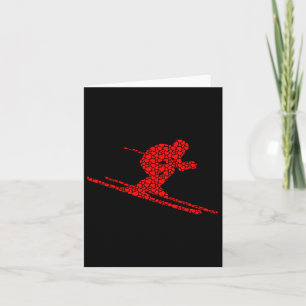 Skiing Lovers Valentine Hearts Love Cute Silhouett Card