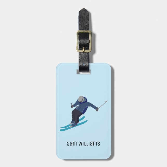 Skiing Luggage Tag (Front Vertical)