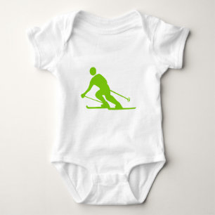 Skiing - Martian Green Baby Bodysuit