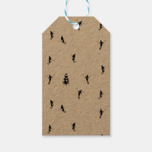 Skiing Modern Black & White Ski Skiers Theme Gift Tags