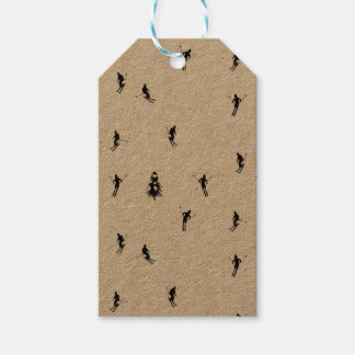 Skiing Modern Black & White Ski Skiers Theme Gift Tags