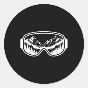 Skiing Mountain Goggles Snow Freestyle Ski Outdoor Classic Round Sticker