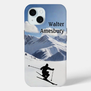 Skiing Mountain Scene personalise  iPhone 15 Case