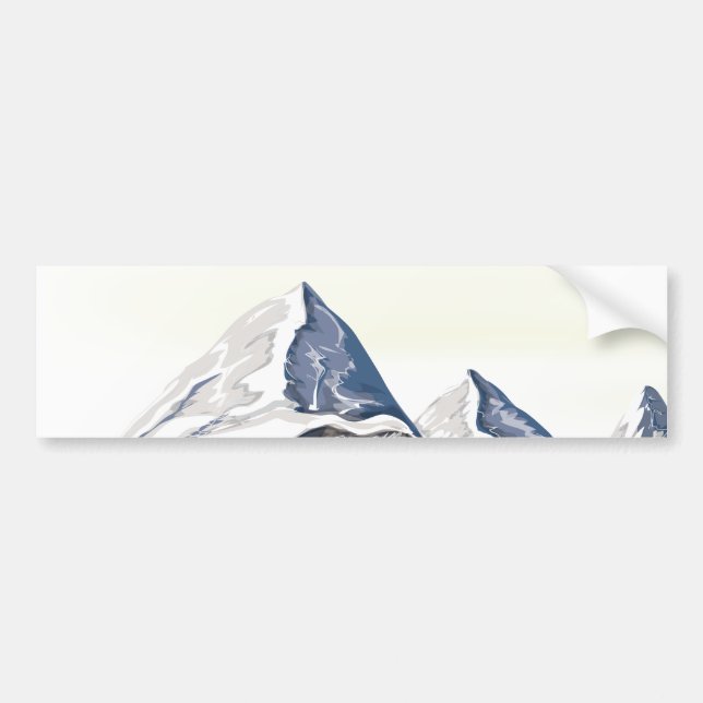 Skiing Mountains Bumper Sticker (Front)
