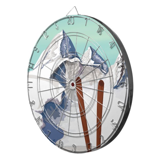 Skiing Mountains Dartboard (Front Right)