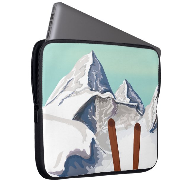 Skiing Mountains Laptop Sleeve (Front Right)