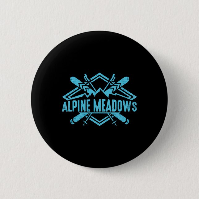 Skiing Mountains Skier Downhill Ski Resort Alpine  6 Cm Round Badge (Front)
