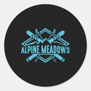 Skiing Mountains Skier Downhill Ski Resort Alpine Classic Round Sticker