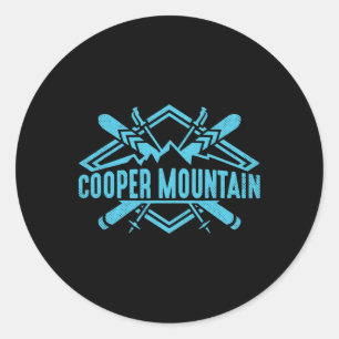 Skiing Mountains Skier Downhill Ski Resort Cooper Classic Round Sticker