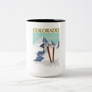 Skiing Mountains Two-Tone Coffee Mug