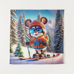 Skiing Mouse Tapestry