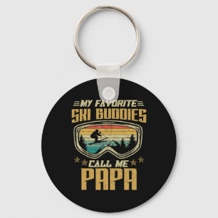 Skiing - My Favourite Ski Buddies Call Me Papa Key Ring