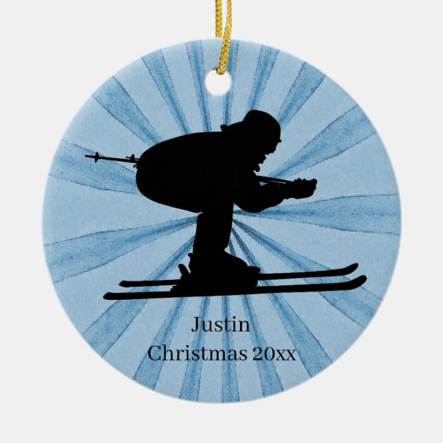 Skiing Name Ceramic Ornament (Front)
