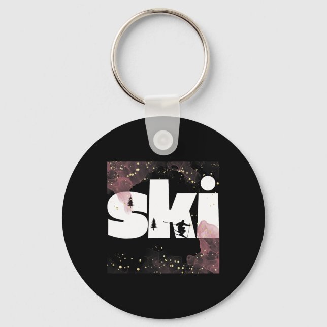 Skiing On Slopes2  Key Ring (Front)