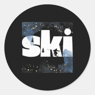 Skiing On Slopes4 Classic Round Sticker
