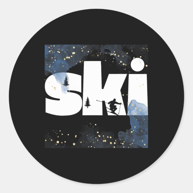 Skiing On Slopes4  Classic Round Sticker (Front)