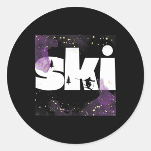 Skiing On Slopes5  Classic Round Sticker
