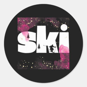 Skiing On Slopes6  Classic Round Sticker