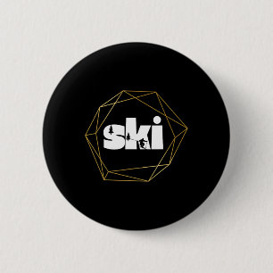 Skiing On Slopes  6 Cm Round Badge