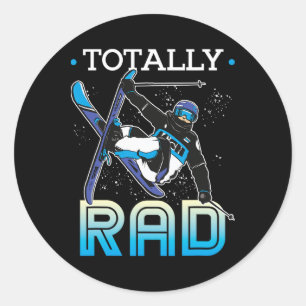 Skiing Outfit Nordic Skier Ski Totally Rad  Classic Round Sticker