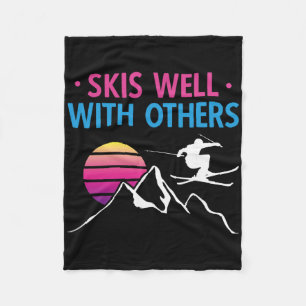 Skiing Outfit Nordic Skier Skis Well With Others Fleece Blanket