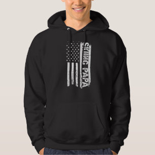 Skiing Papa American Flag Father's Day Men's Hoodie