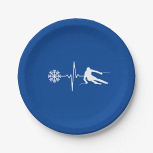 Skiing Paper Plate