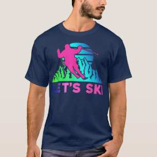 Skiing Party Artsy Watercolor Winter Snow Sport Sk T-Shirt