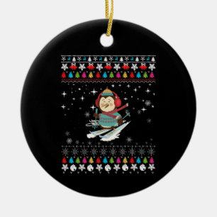 skiing-penguin, christmas-penguin, ugly-christmas, ceramic ornament