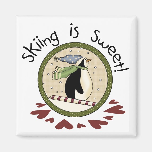 Skiing Penguin Holiday T-shirts and Gifts Magnet (Front)