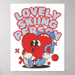 Skiing Person Ckpacking Heart Mountain Slope Adven Poster