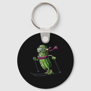 Skiing Pickle With Goggles Funny Winter Alpine Key Ring