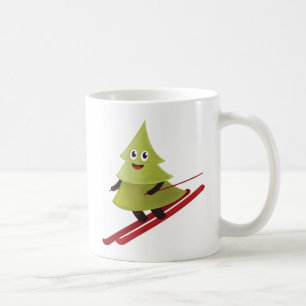 Skiing Pine Tree Cute Snow Sports Winter Coffee Mug