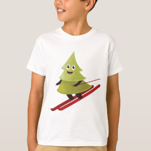 Skiing Pine Tree Cute Snow Sports Winter T-Shirt