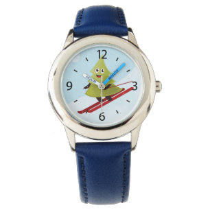 Skiing Pine Tree Cute Snow Sports Winter Watch