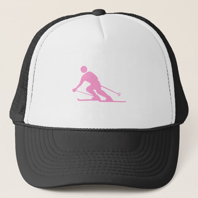 Skiing - Pink Trucker Hat (Front)