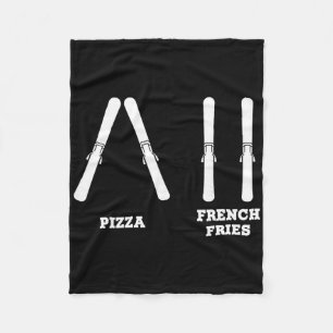 Skiing Pizza French Fries Funny Beginner Snow Wint Fleece Blanket