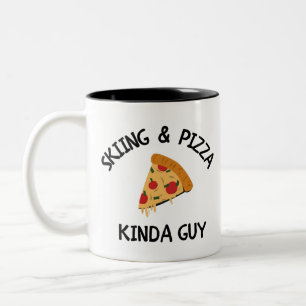 Skiing & pizza kinda guy Two-Tone coffee mug