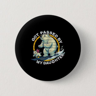 Skiing Polar Bear Design Got Ped By My Daughter Fu 6 Cm Round Badge