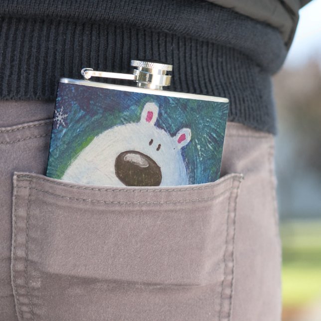 Skiing Polar Bear Hip Flask (In Situ)