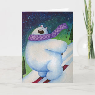Skiing Polar Bear Holiday Card
