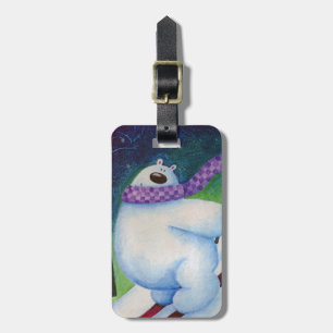 Skiing Polar Bear Luggage Tag