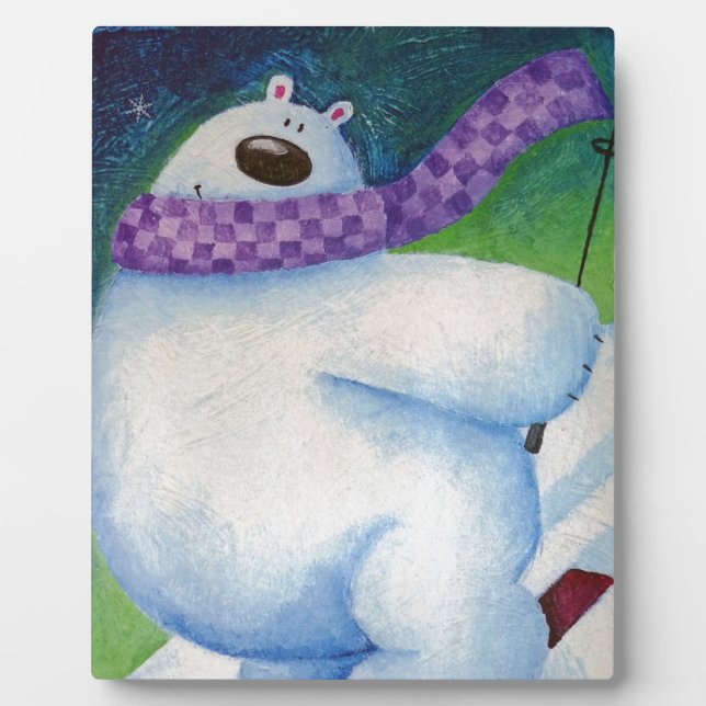 Skiing Polar Bear Plaque (Front)