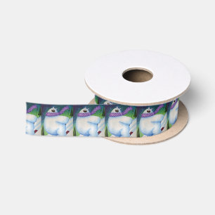Skiing Polar Bear Satin Ribbon