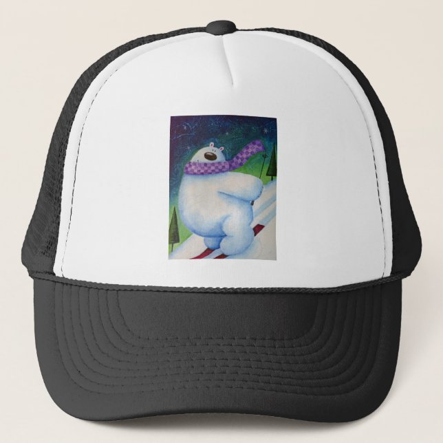 Skiing Polar Bear Trucker Hat (Front)
