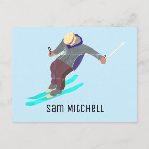 Skiing Postcard