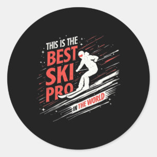 Skiing Professional Mountain Snow Sport Classic Round Sticker