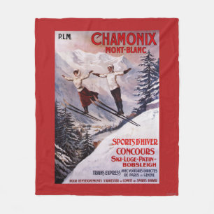 Skiing Promotional Poster Fleece Blanket